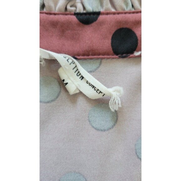 Womens Perception Conception 3/4 Sleeve Maroon & Black Polka Dot Ruffled Blouse - Picture 7 of 9